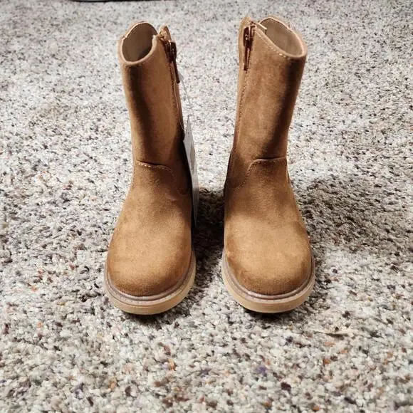 Cat & Jack Microsuede Fashion Toddler Girl's Size 5 Boots - Brown With Faux Fur - Picture 7 of 9